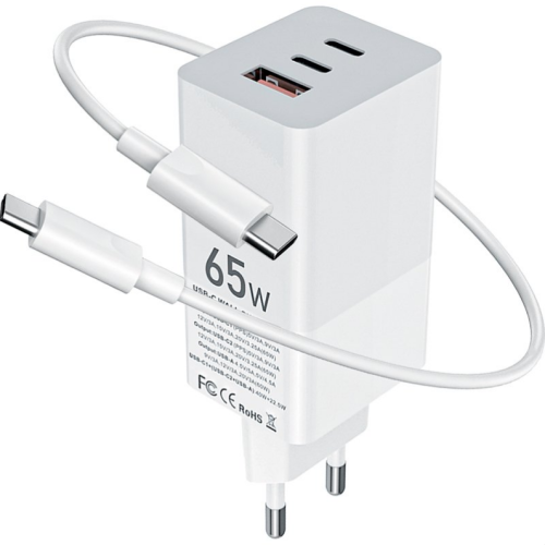 Сетевое зарядное устройство Gelius Nimble GaN 65W GP-HC051 + кабель Type-C/Type-C White